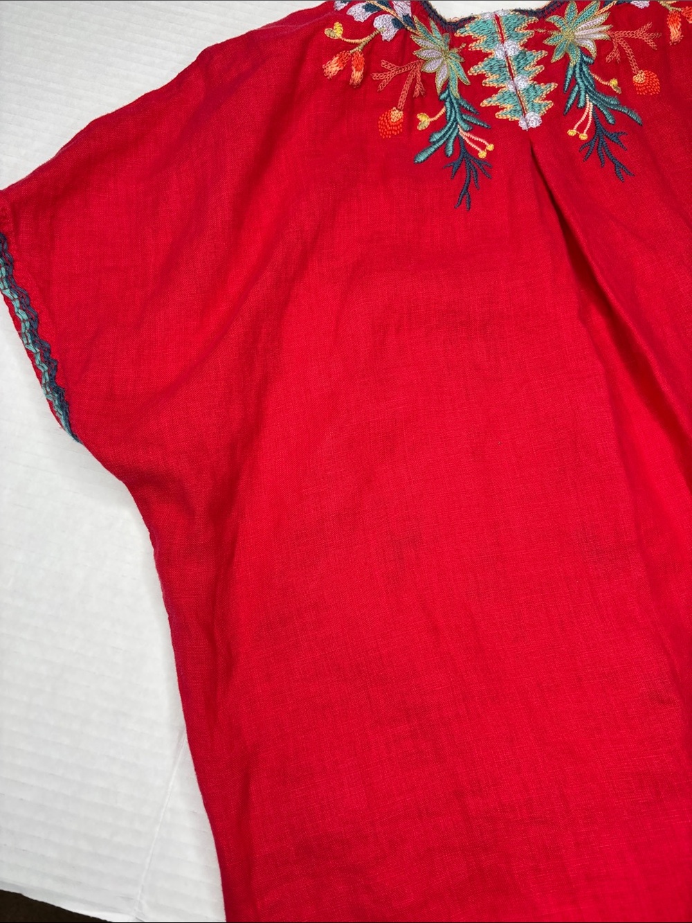 Johnny Was Ariel easy tunic linen dress, red, xs - Picture 8 of 10